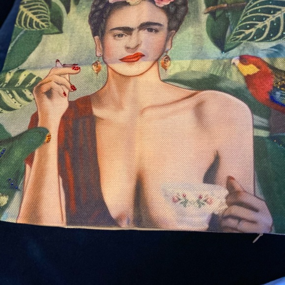 Frida Kahlo Pillow Case Covers. Embellished with sequence & trim. All hand done. - Picture 9 of 12